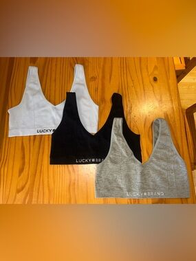 Lucky Brand Ribbed Bralette Set - Light Blue, Black, & Gray